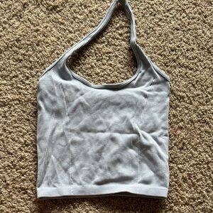 American Eagle Outfitters Light blue Ribbed Halter Tank Top